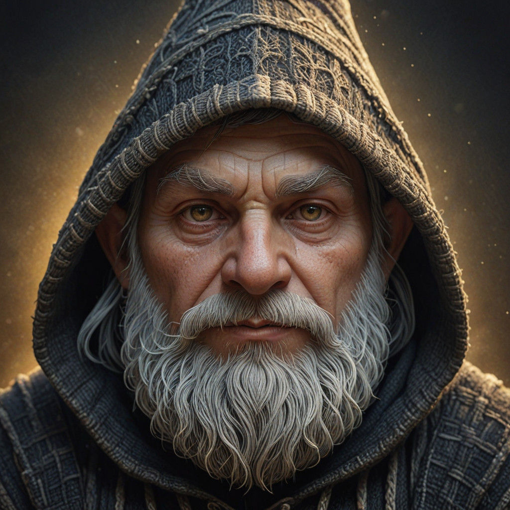 Baroque Fantasy Portrait of a Gruff Gnome Trickery Cleric