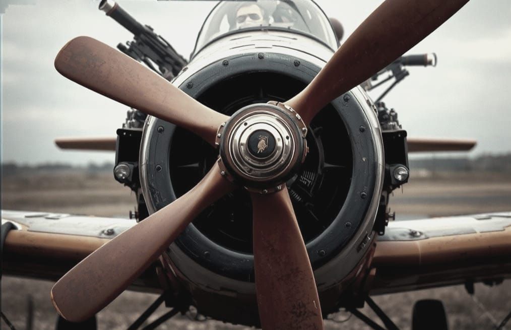 Scrap Metal Airplane with Car Engine: Cinematic Still