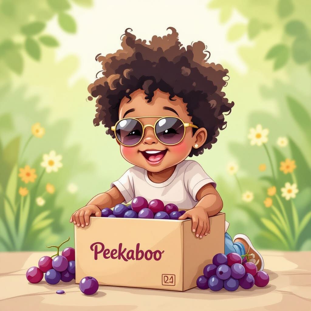 Cute Kid Slipping: Pastel Illustration with Sunglasses