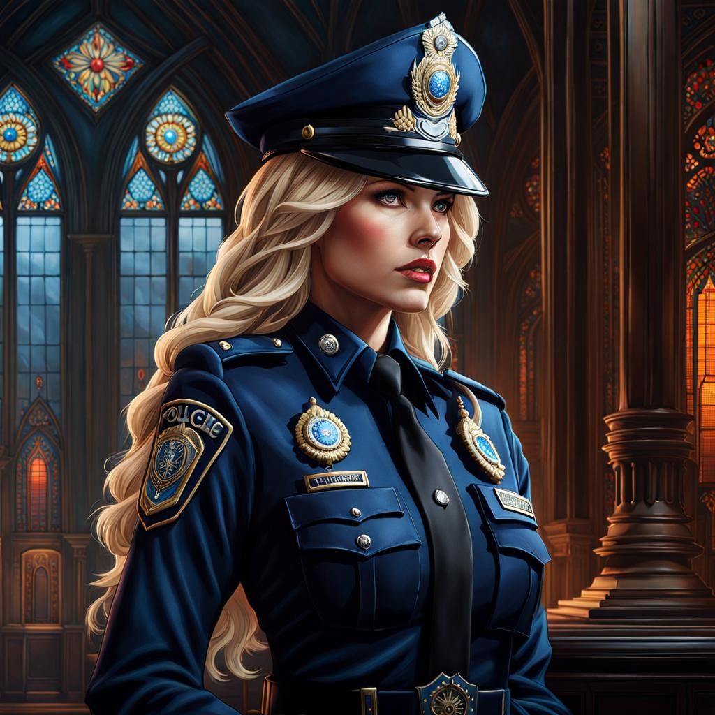 Dutch Woman in Police Uniform, Gothic Art Nouveau