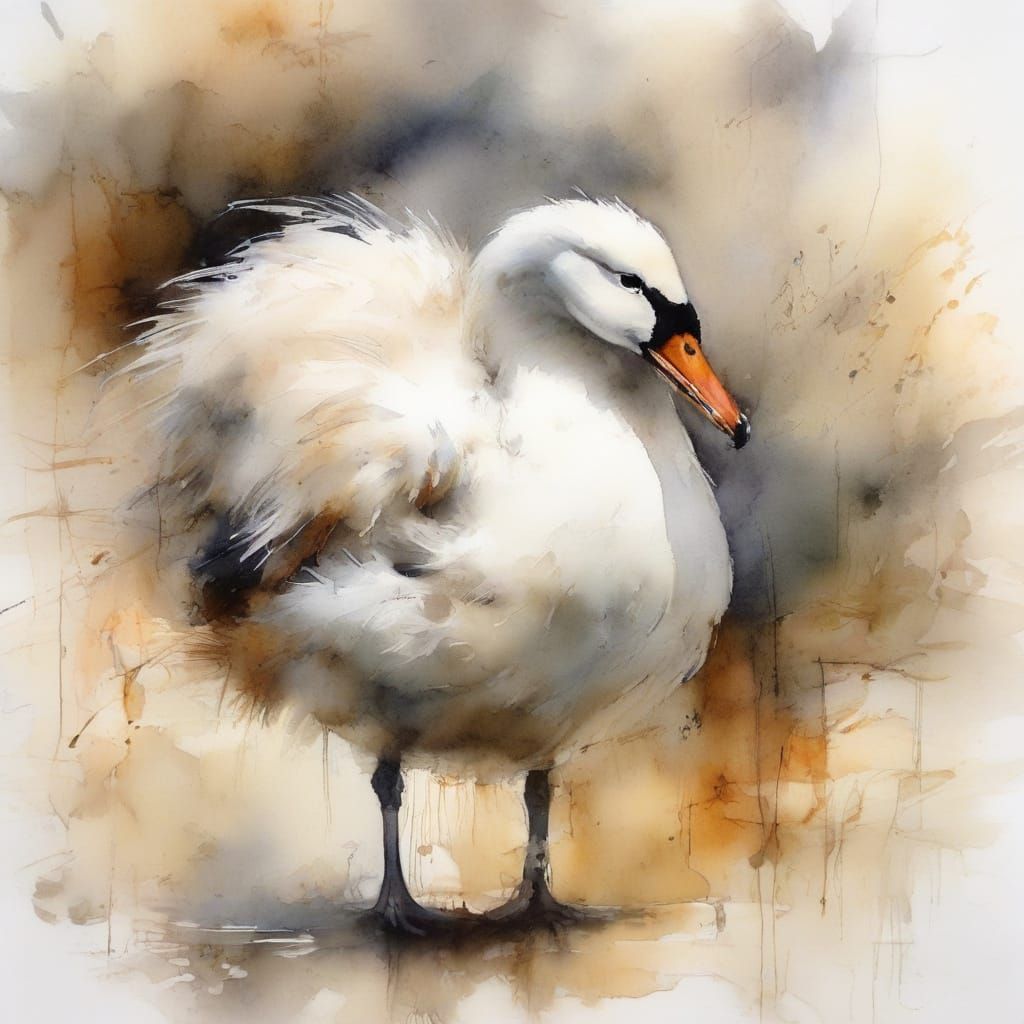 Whimsical Watercolour Portrait of an Ugly Duckling