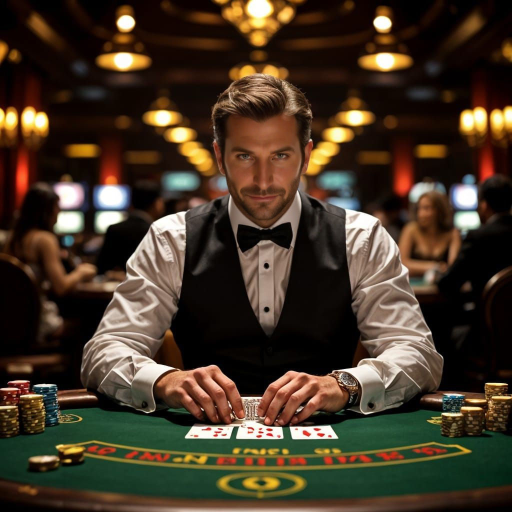 High-End Casino Blackjack Table in Photorealistic Style