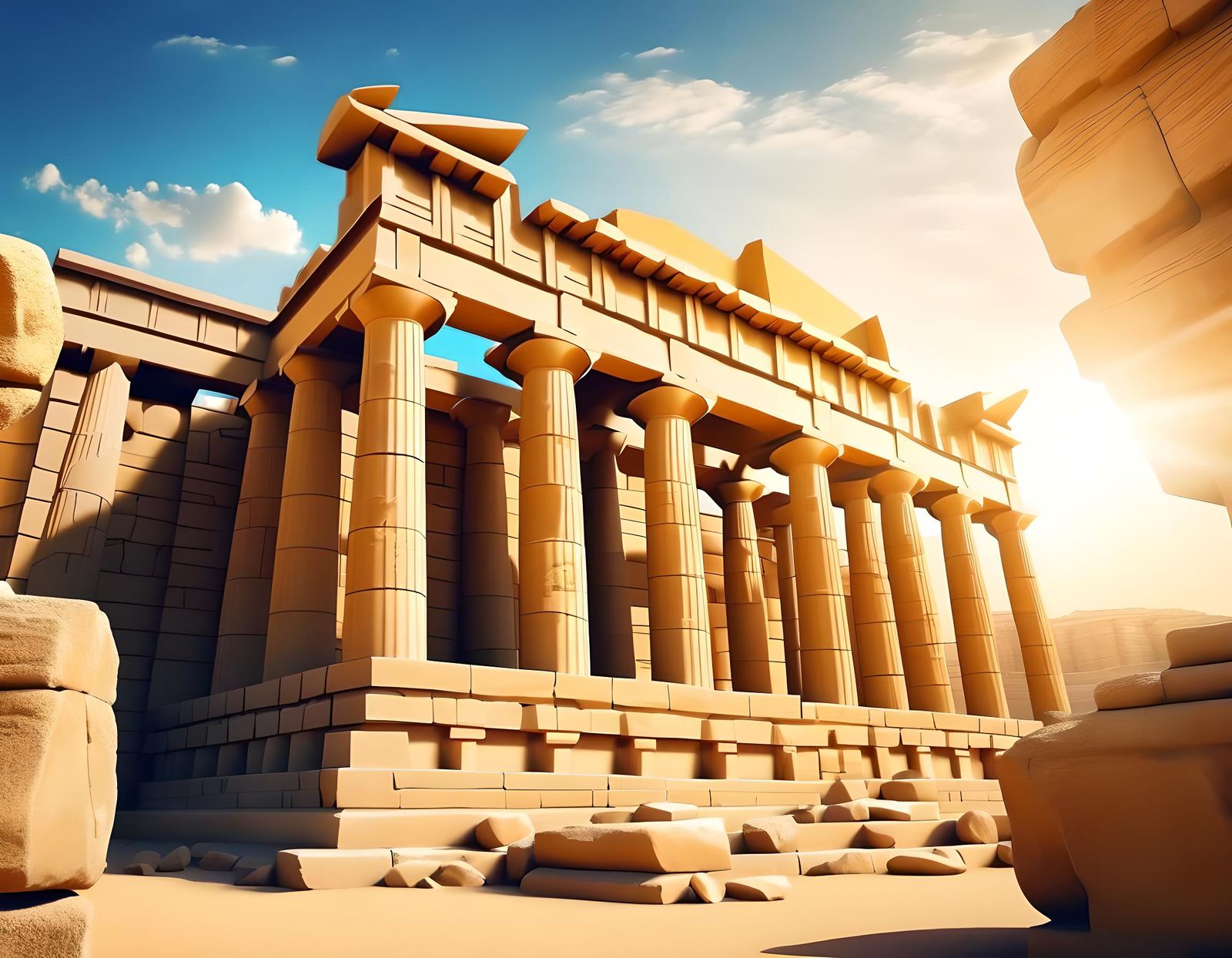 Majestic Philistine Temple in Natural Light