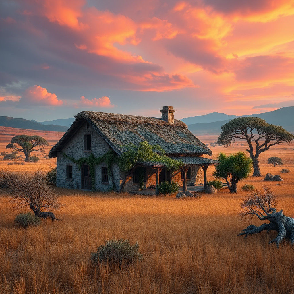 Majestic Abandoned Farmhouse in South African Savannah