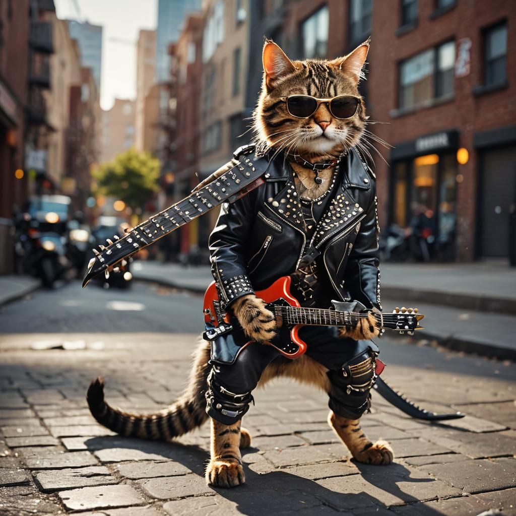 Punk Rock Tabby Cat Plays Guitar