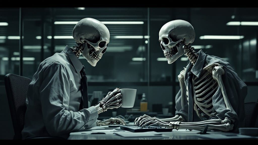 A Skeletal Colleague Shares a Moment of Laughter Amidst the ...