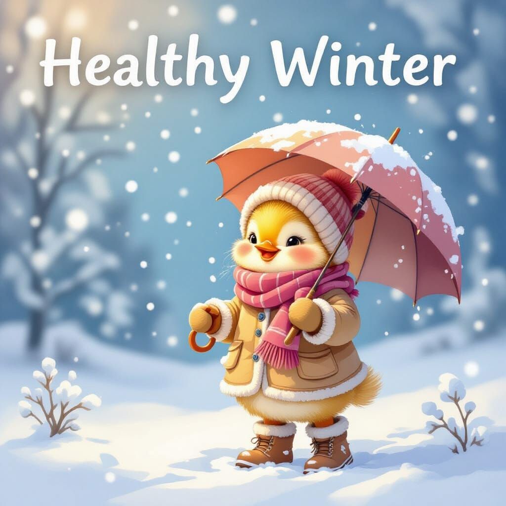 Joyful Chick in Winter Wonderland