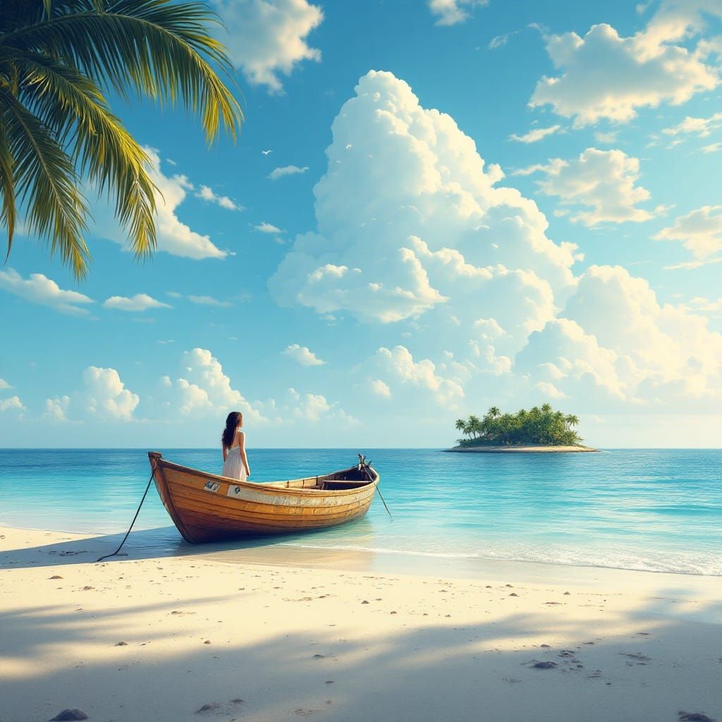 Serenity on the Ocean Shore in Whimsical Style