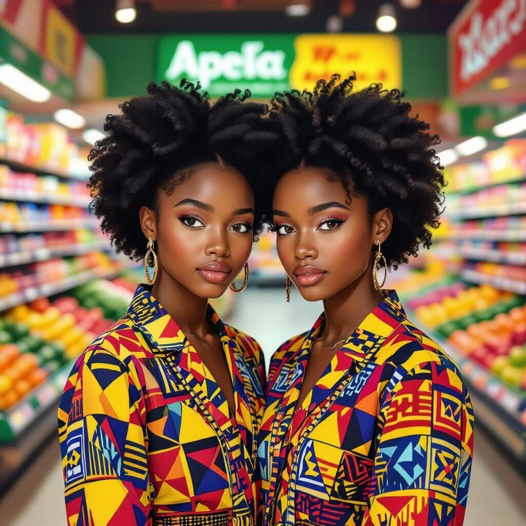 African Twin Sisters in Afrocentric Outfits