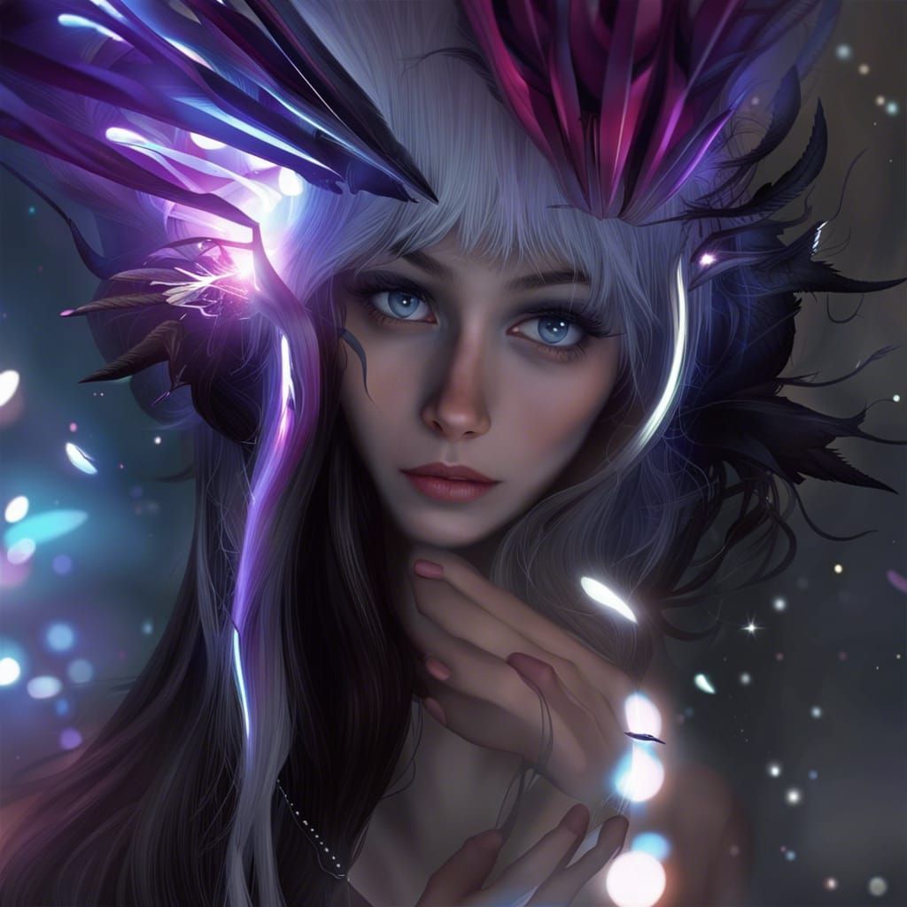 Surreal Hyperrealistic Portrait with Sparkling Details