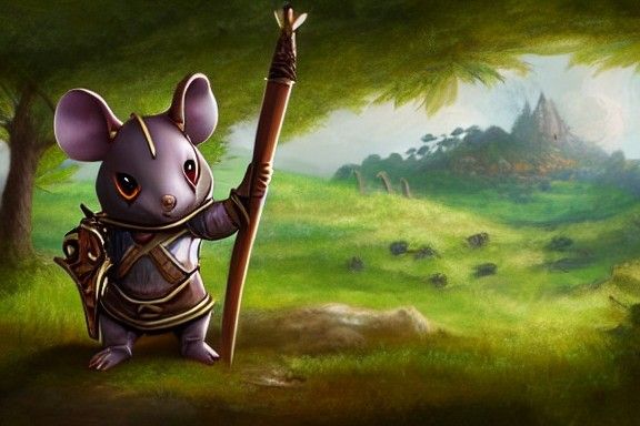 Mouse Knight with Spear: Whimsical Fantasy Art