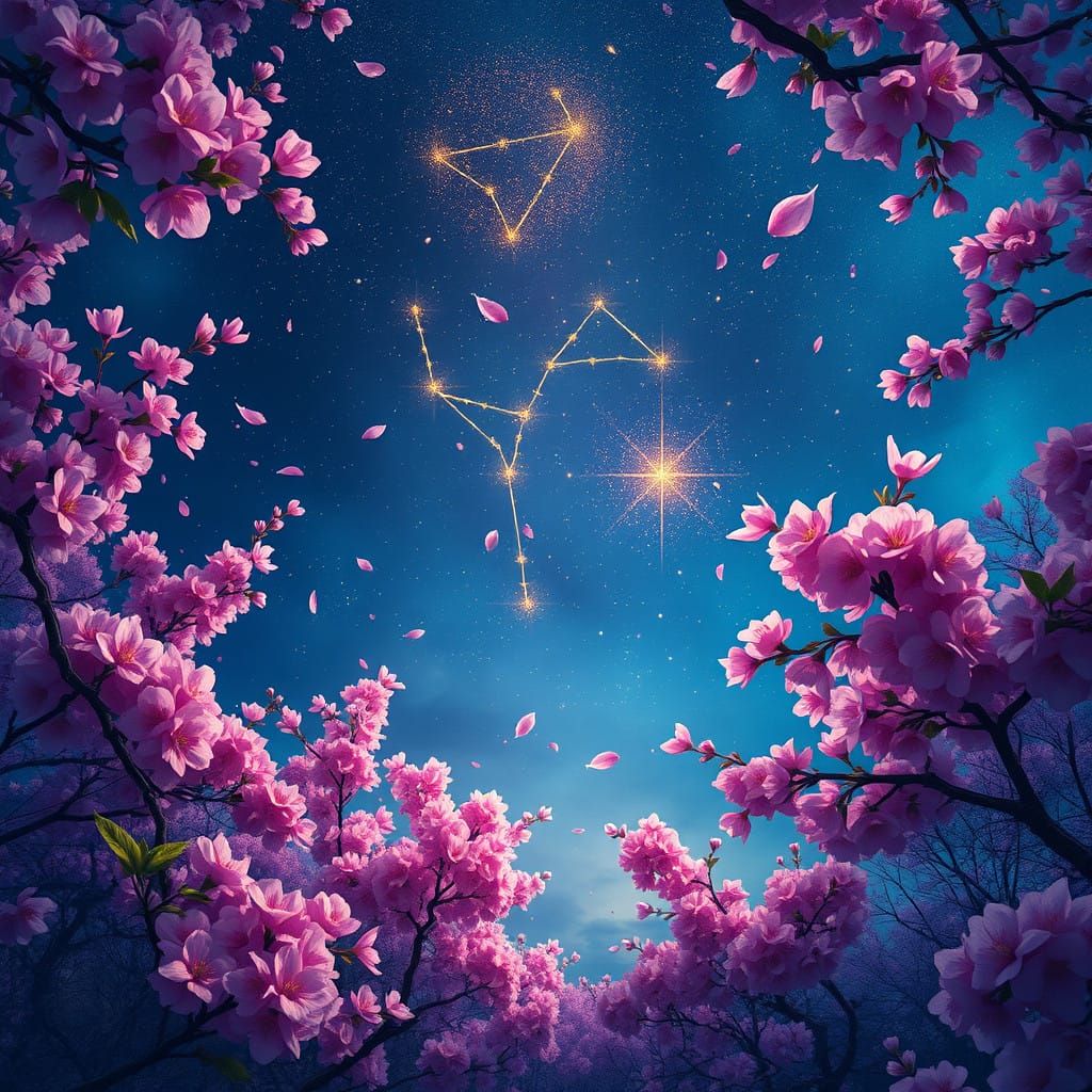 Virgo constellation & cherry blossom