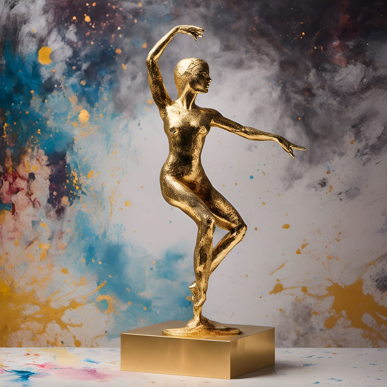 Magnificent Gold Dance Trophy Against Abstract Backdrop