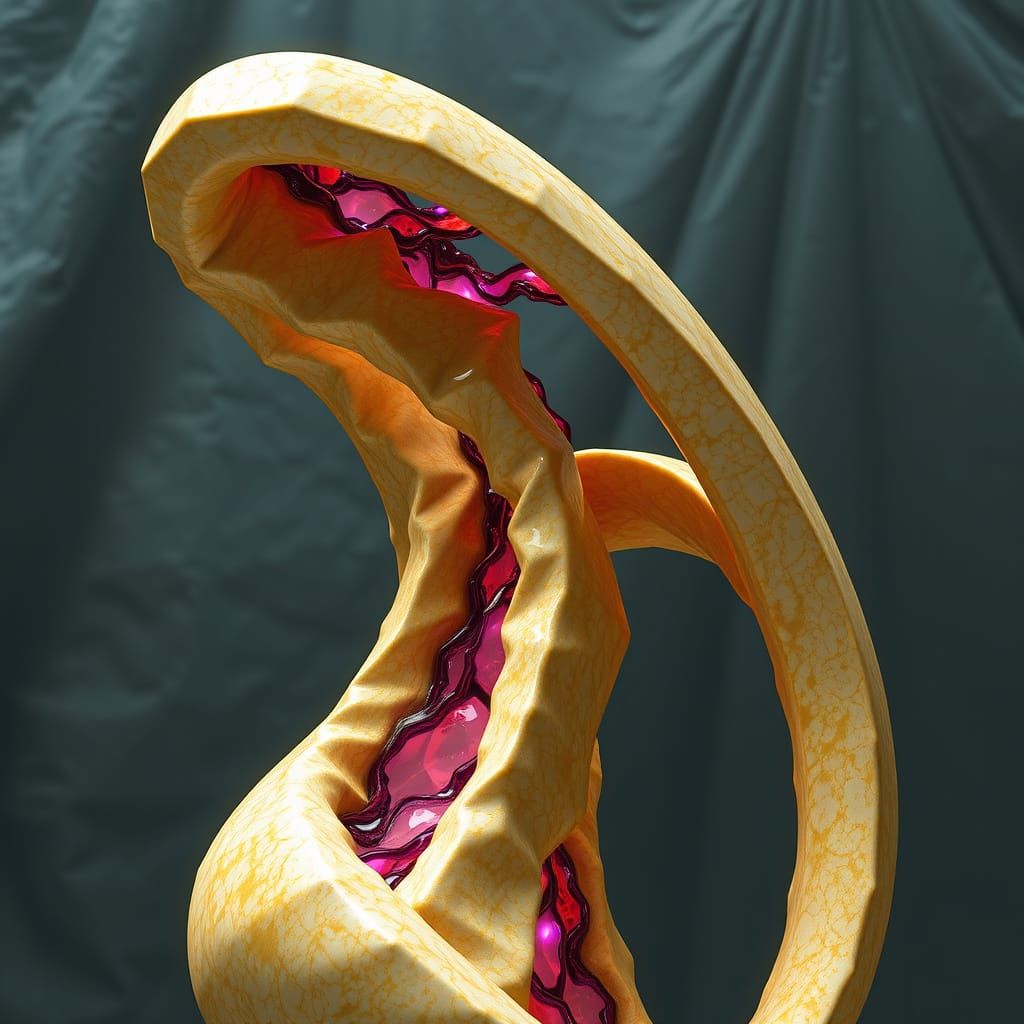 A towering AI computer sculpted from yellow-veined marble st...