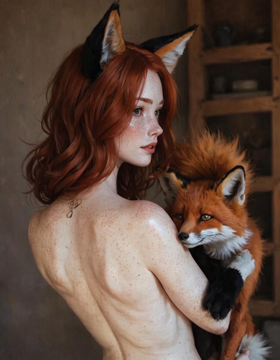 Fox-girl VIXEN Shows her freckled back.