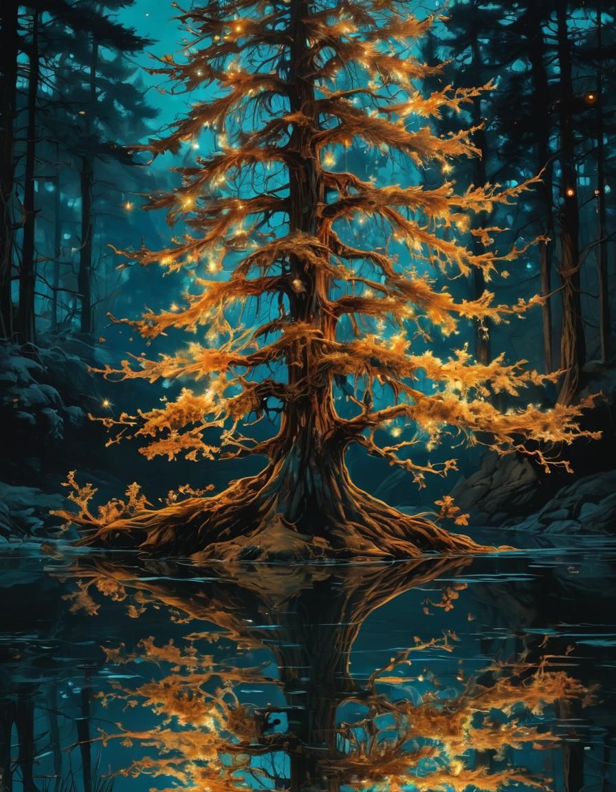 MAGIC CHRISTMAS TREE AT LAKE
