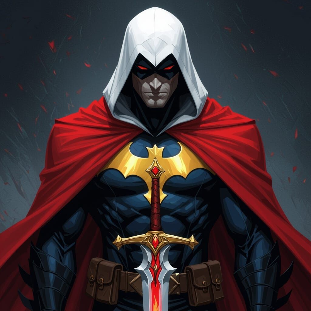 Dramatic Portrait of Azrael with Fiery Sword