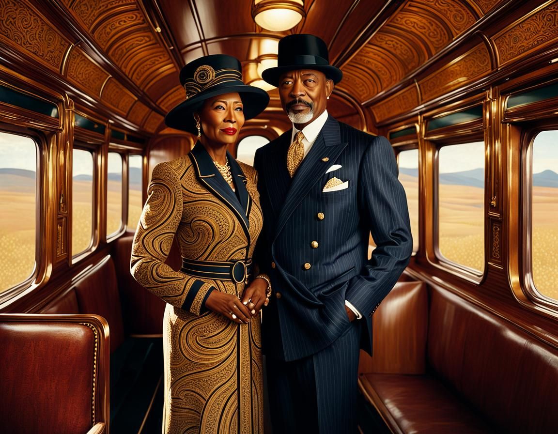 Folk Art Couple on the Orient Express