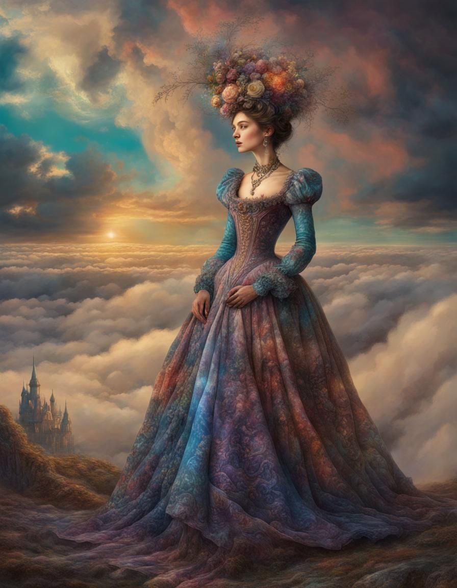 Victorian Woman: Detailed Digital Renaissance Painting