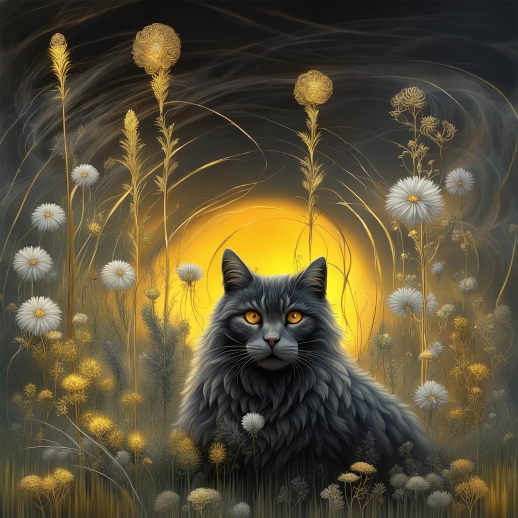 Golden and Silver Meadow with Fractal Light