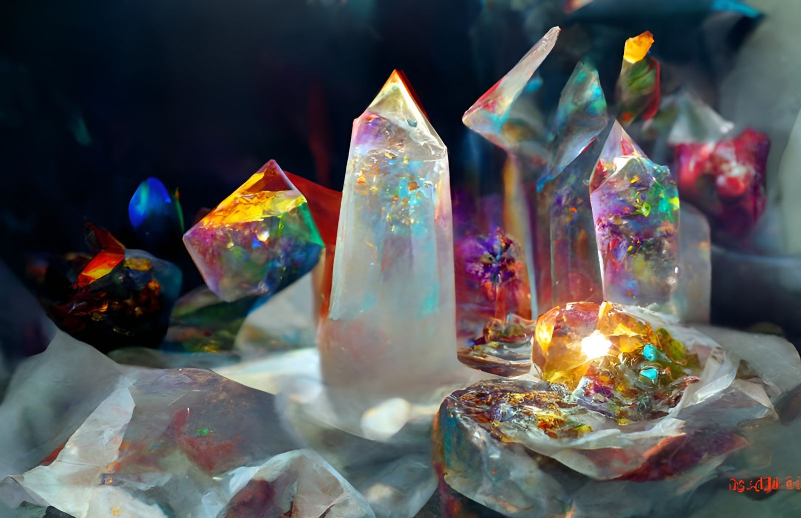 Glowing Magical Crystals in Psychedelic Cosmic Art