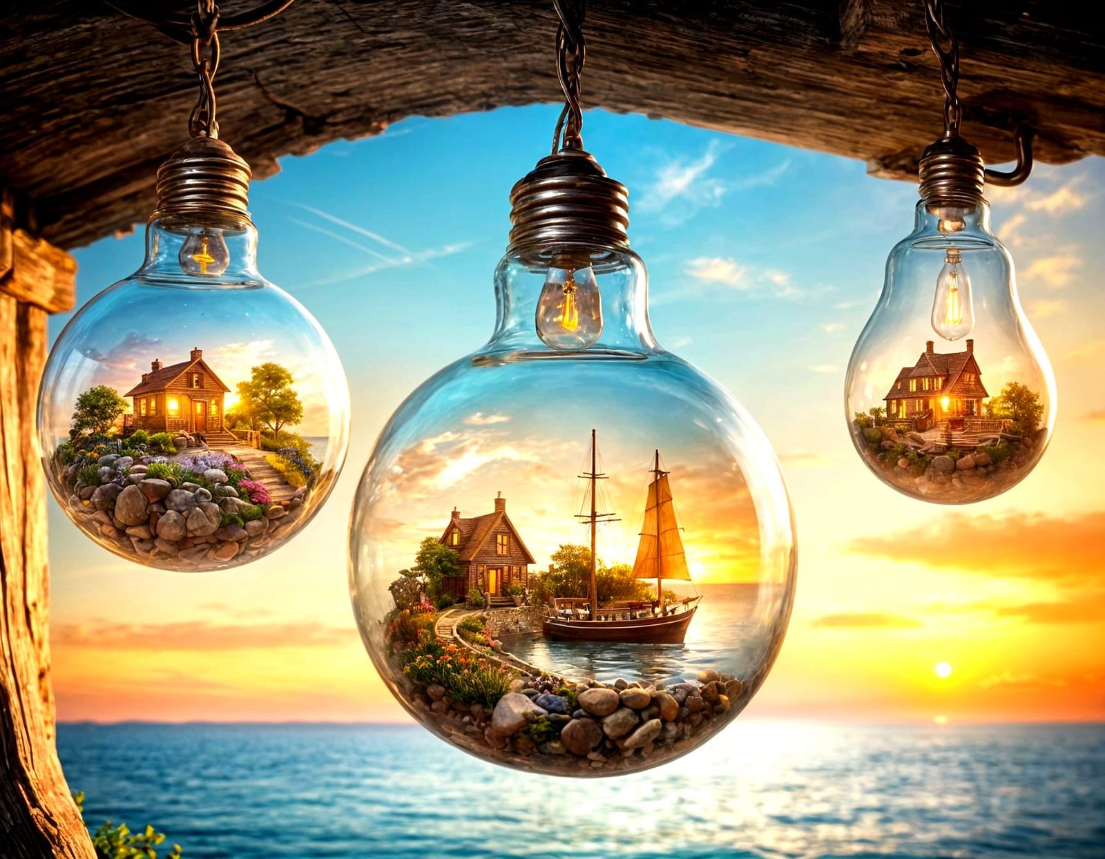 Miniature Landscapes in Vintage Lightbulbs