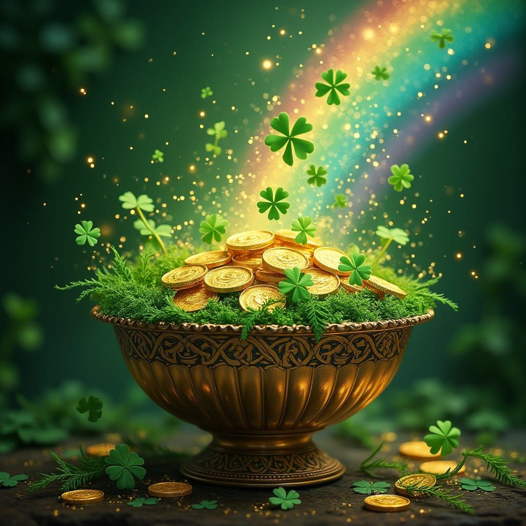 Luminous Saint Patrick's Day Celebration in an Antique Bowl