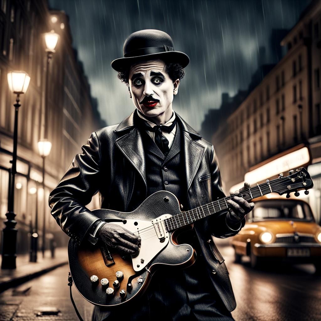 Charlie Chaplin Rocks: Hyperrealistic Digital Portrait