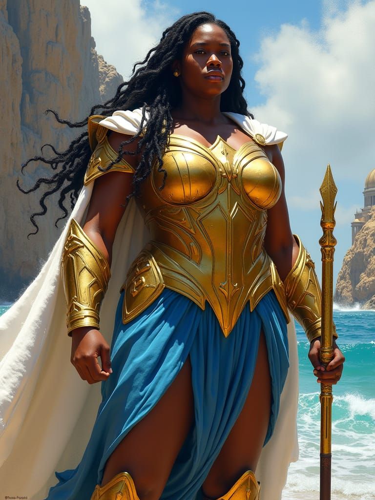 Amazonian Warrior Goddess in Regal Armor