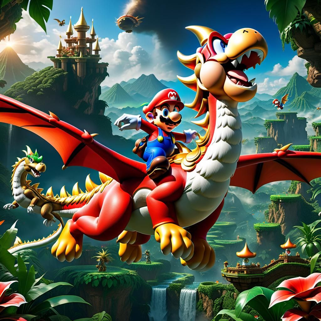 Level up: Mario rides a dragon🐉✨🍄