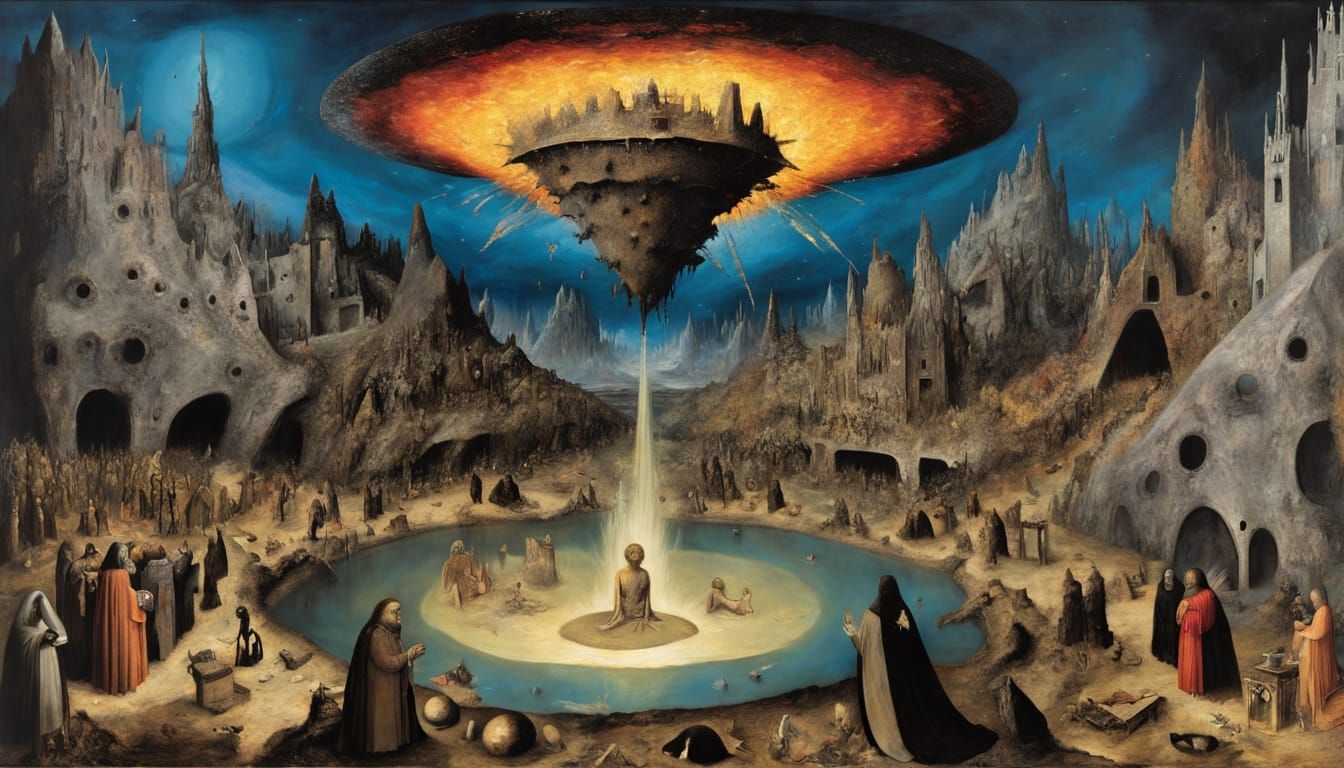 Renaissance Horror Painting with Glowing Aura