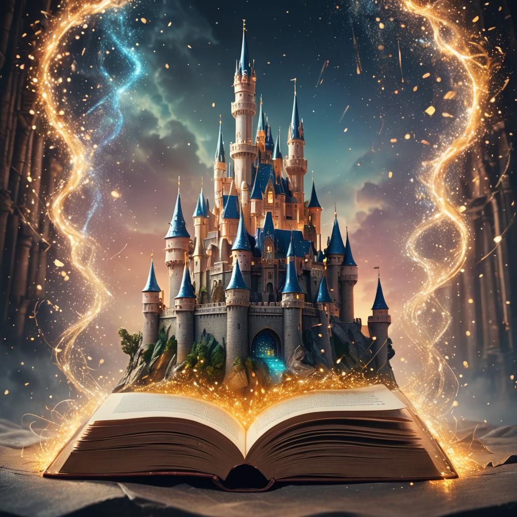Magical Book Portal to a Fantasy Castle