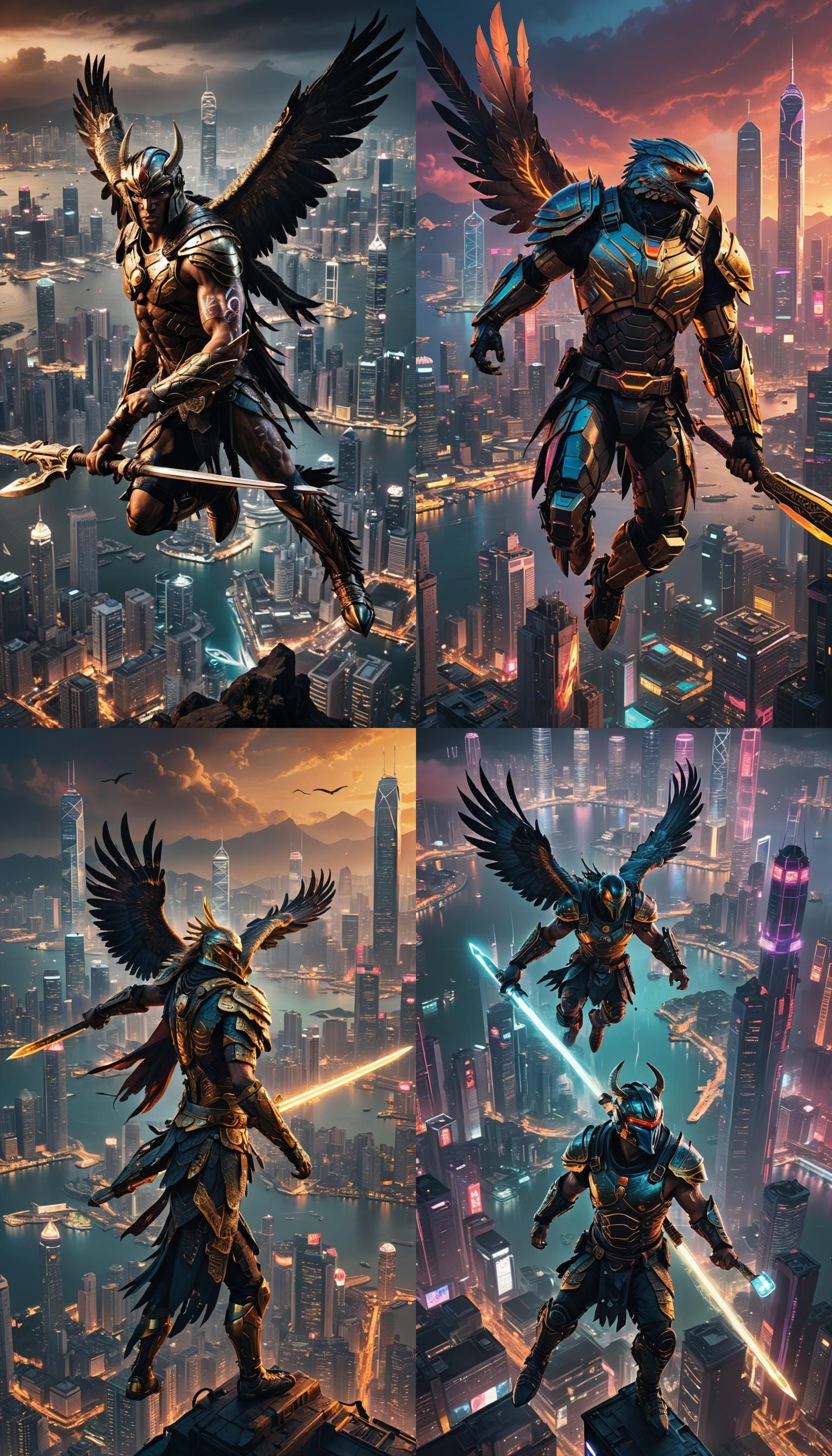 Hawk Gladiator Soaring Over Hong Kong