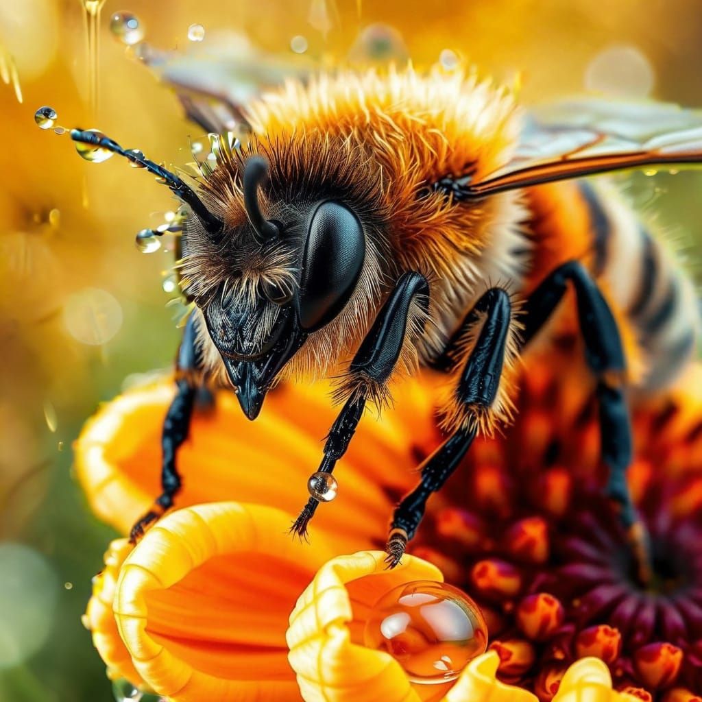 Vibrant Macro Blooms in Mixed Media Masterpiece