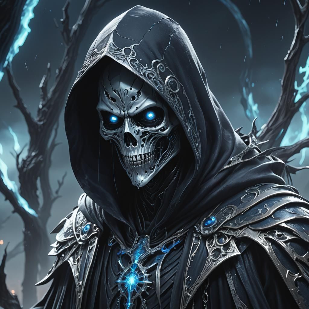 Mystical Alien Grim Reaper in Dark Fantasy 3D Anime Art