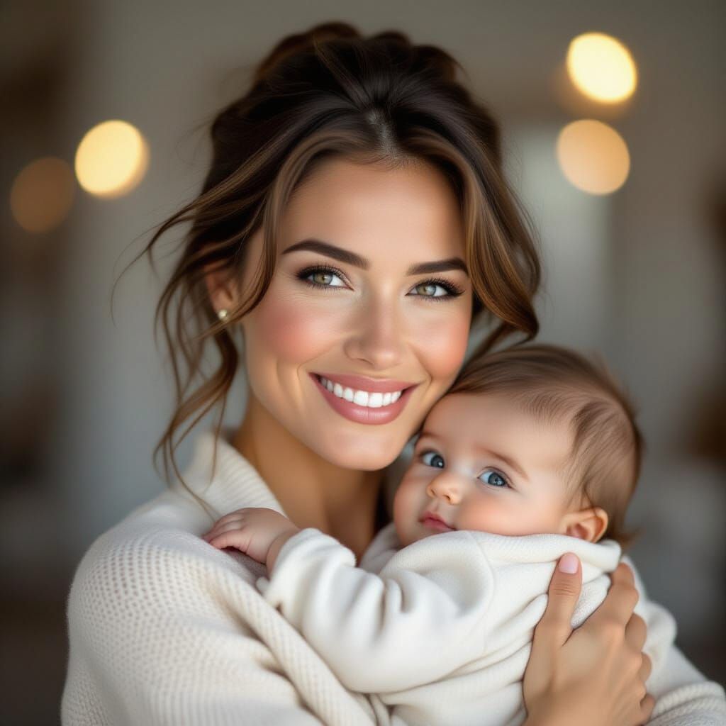 Tender Mother and Baby Portrait in Vibrant Colors