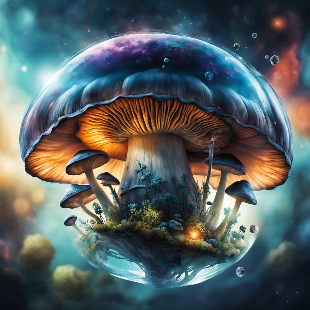 Surreal Space Fungus in Hyperealistic Hypercolor
