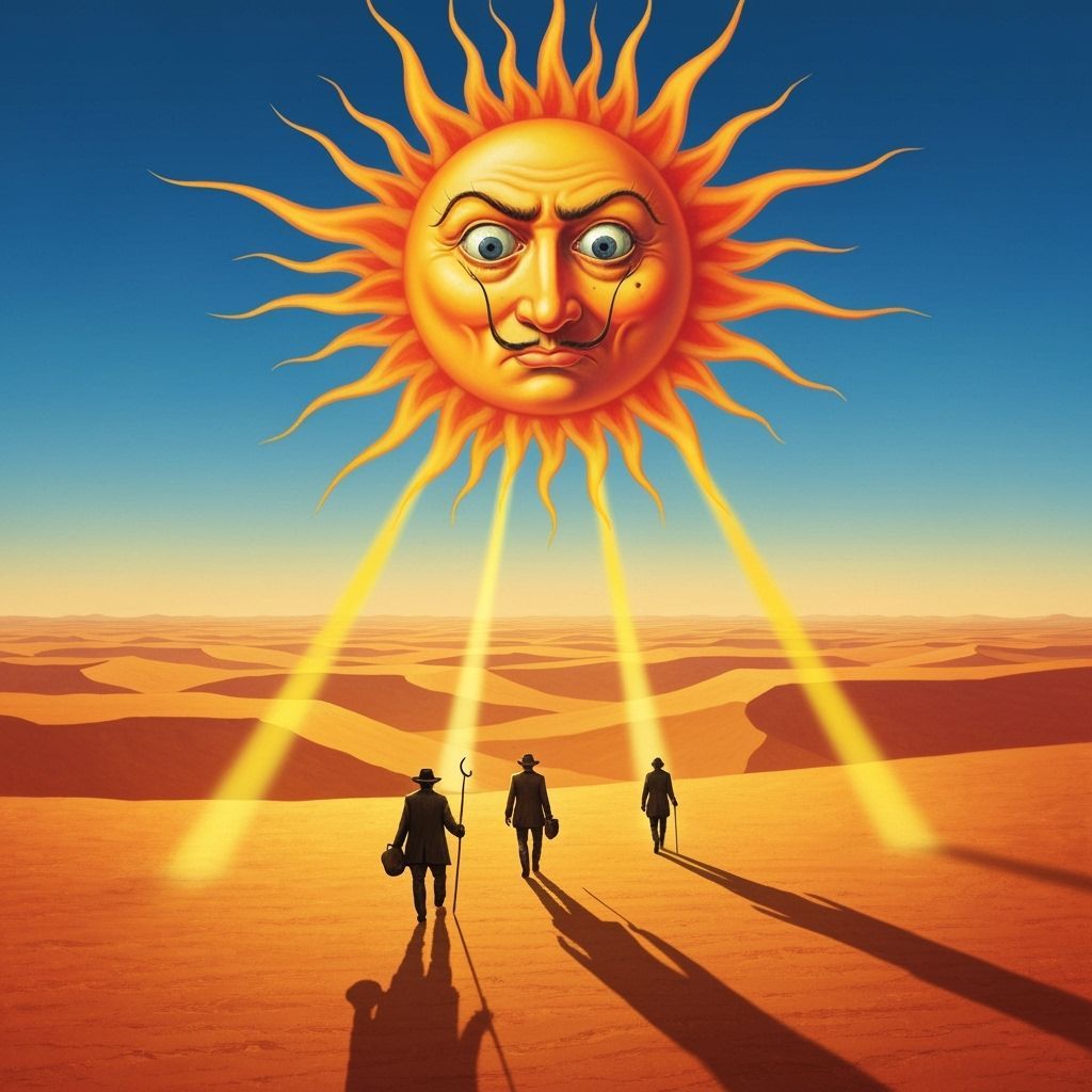 Mischievous Sun Torments Desert Travellers in Surreal Landsc...