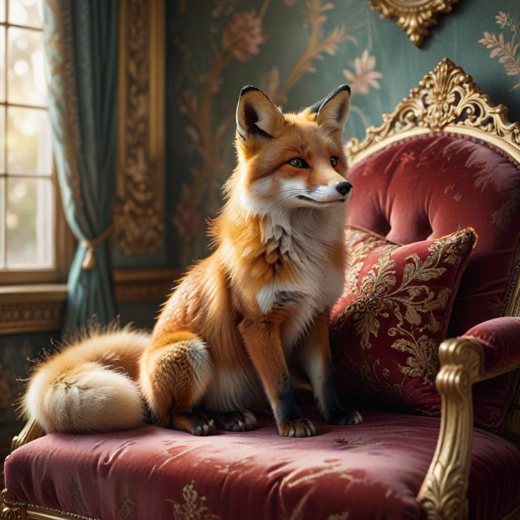 Luxurious Fox in Lavish Velvet Chamber