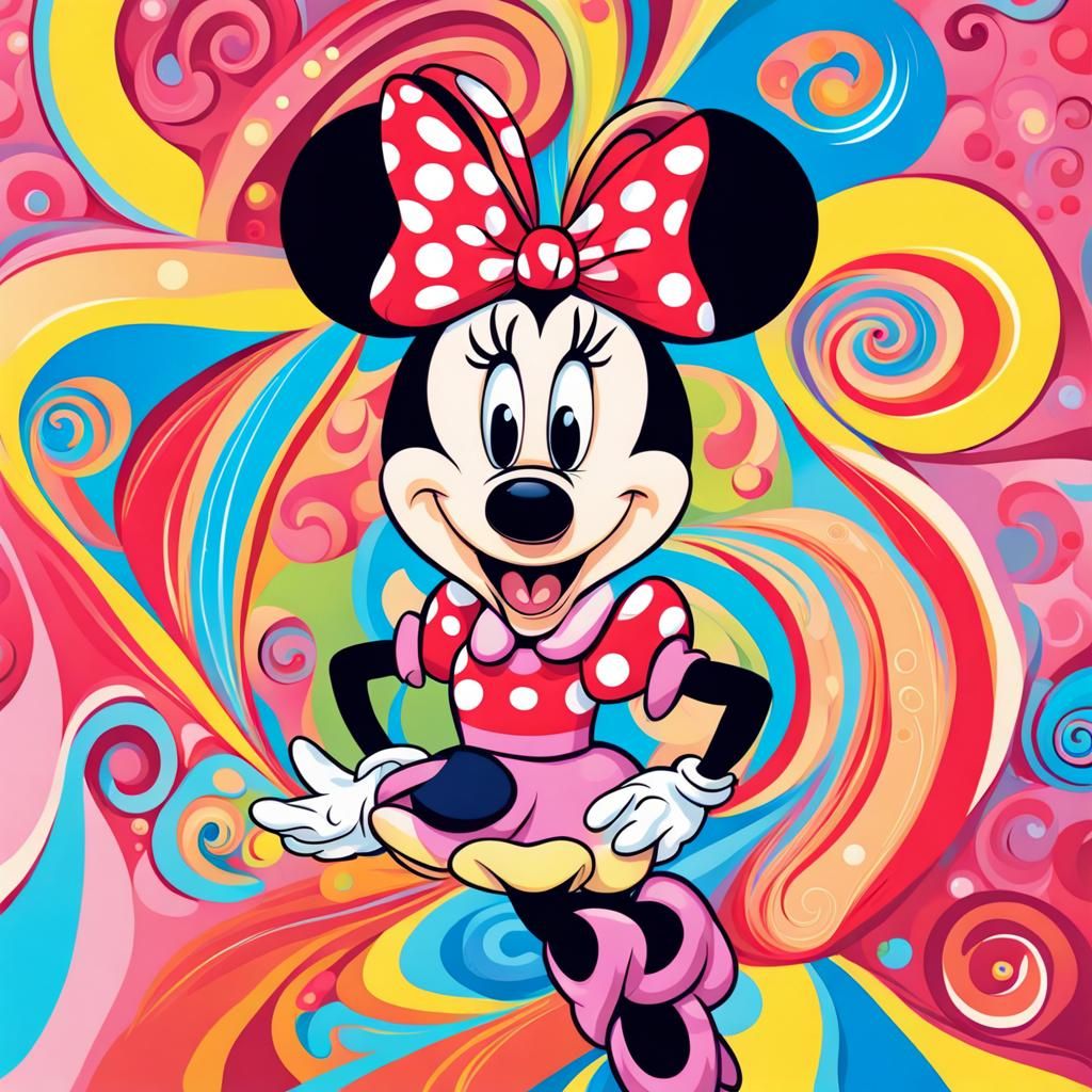 Minnie Mouse in Candyland Gouache Art