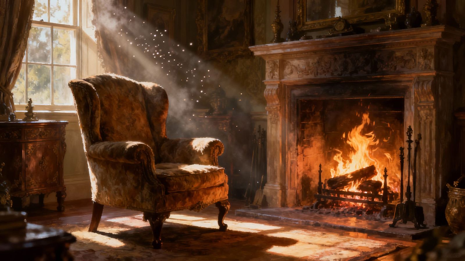 Cozy Historical Interior with Fireplace