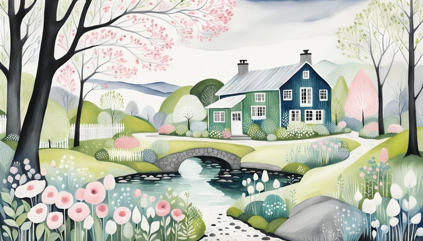 Scandinavian Spring Cottage in Vivid Color