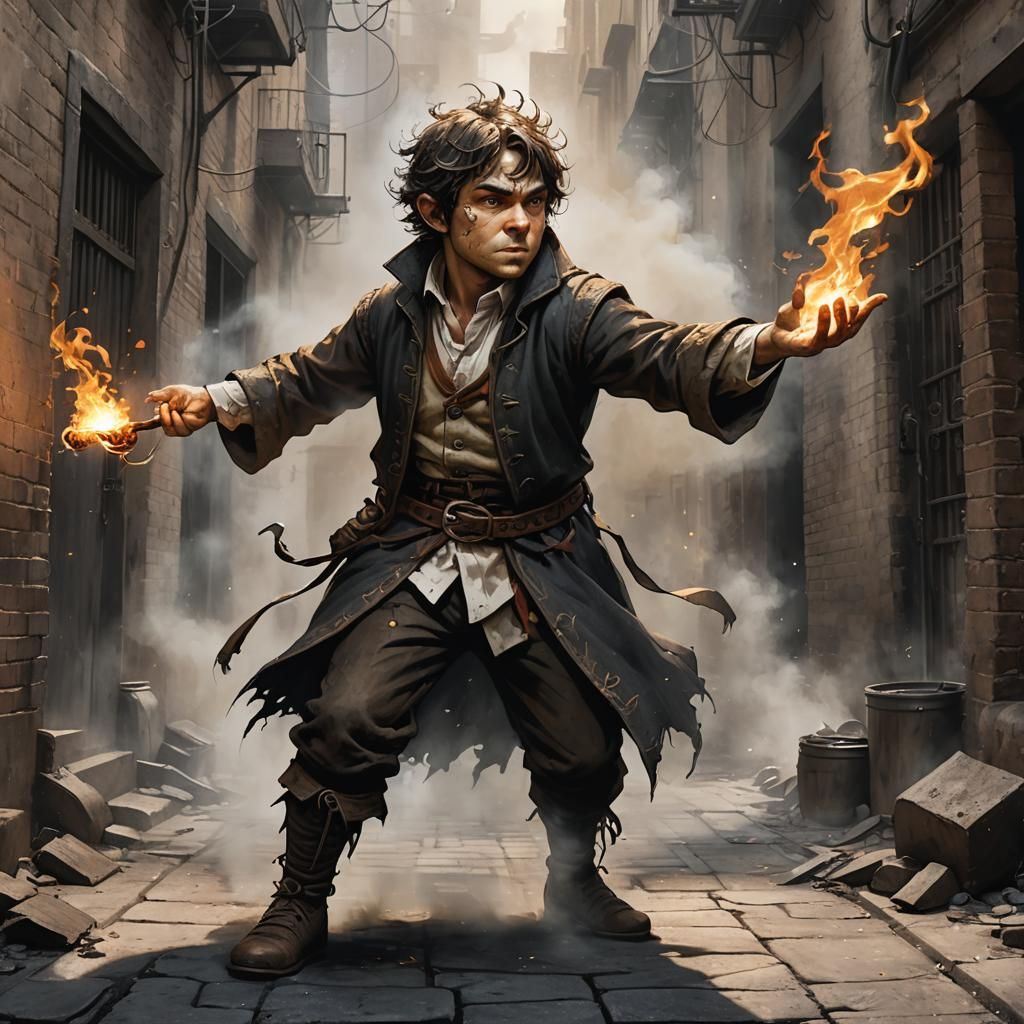 Halfling Sorcerer Casts Fire Spell in DnD Style