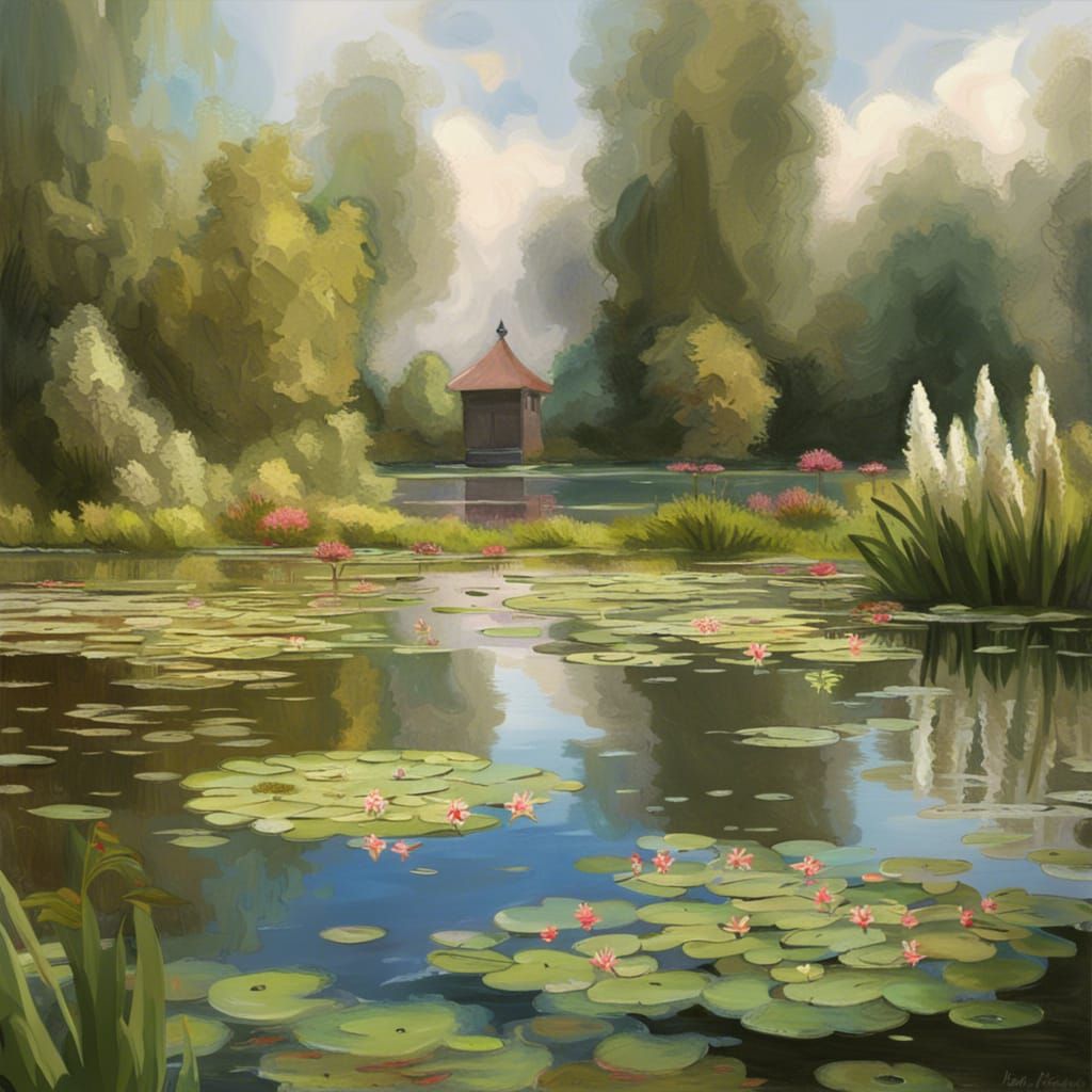 Impressionist Lily Pond Matte Painting