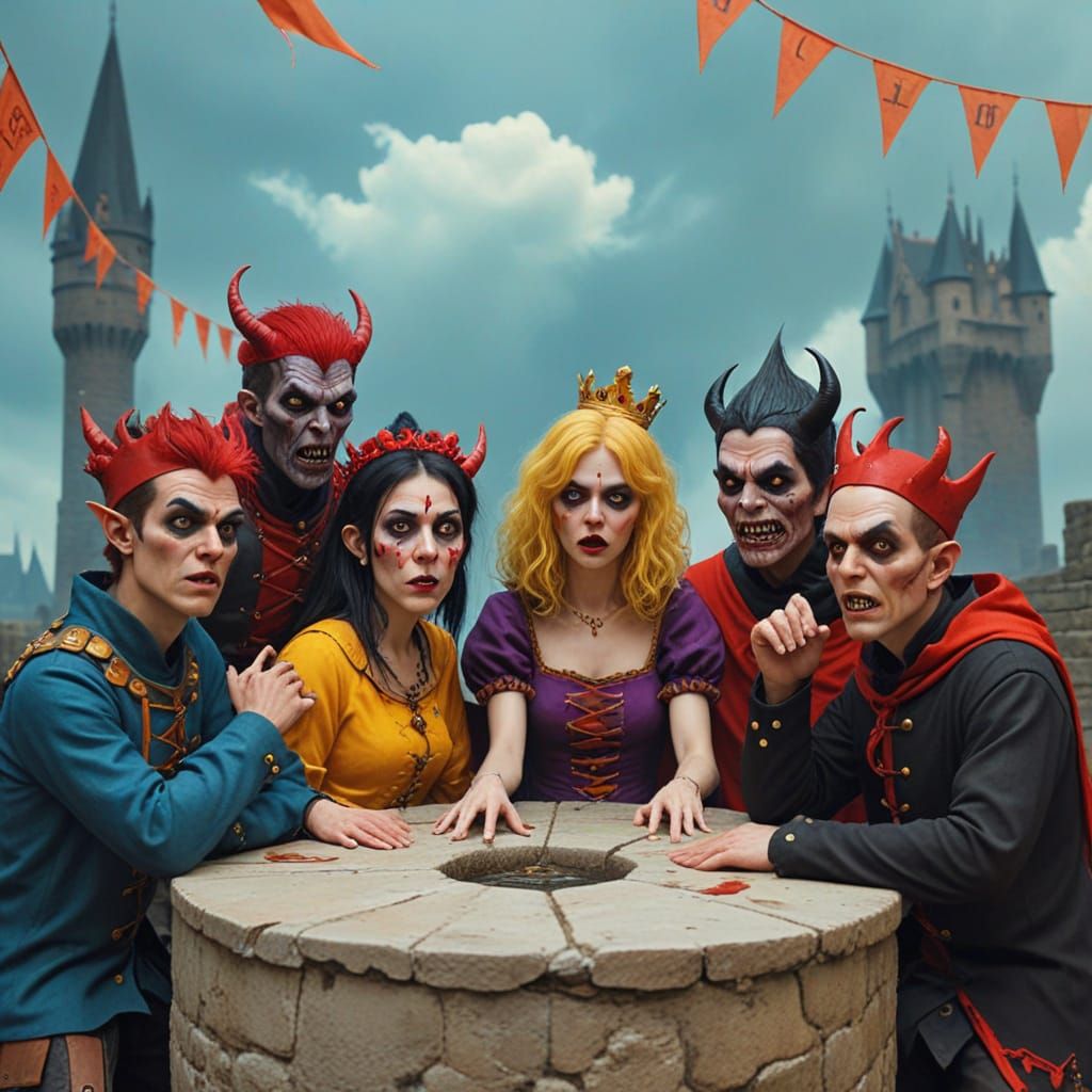 Eerie Gathering of Cruel Demons in Dank Castle Moat