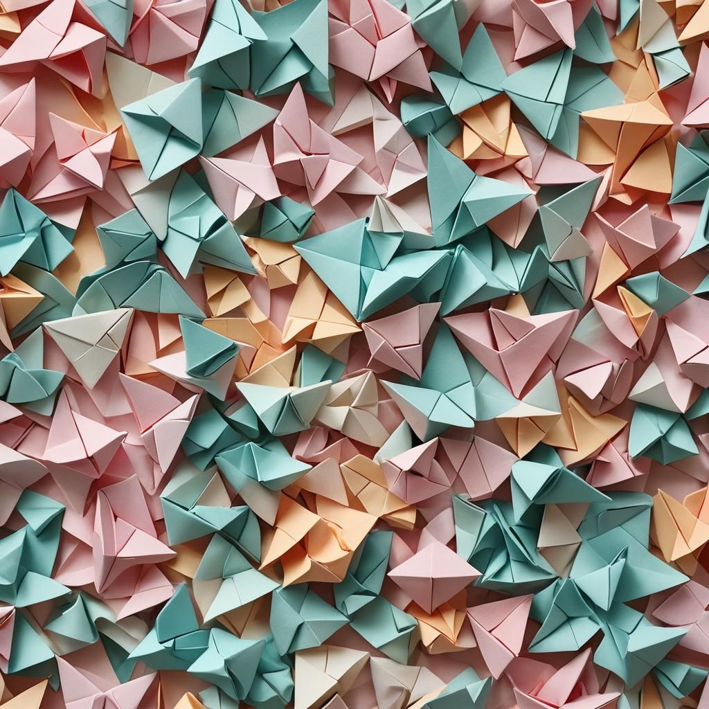 Delicate Origami Paper Sculpture in Pastel Colors