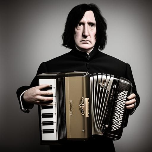 Man Plays Accordion in Photographic Portrait Style