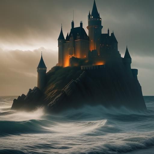 Majestic Sandcastle at Shoreline in HDR Photography