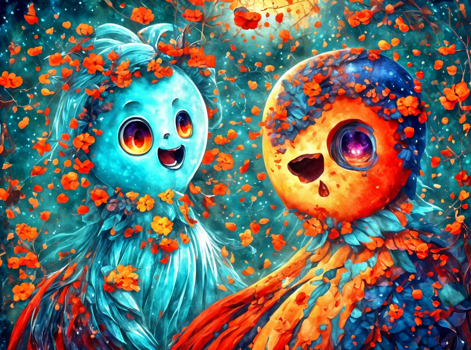 Dark Fantasy Village Harvest Ceremony with Yokai Spirits