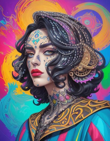 Geometric Young Man: Surreal Neo-Impressionist Portrait